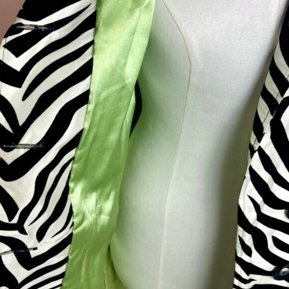 Ubu Flocked Zebra Print Button Down Coat Jacket Size L - Picture 9 of 11